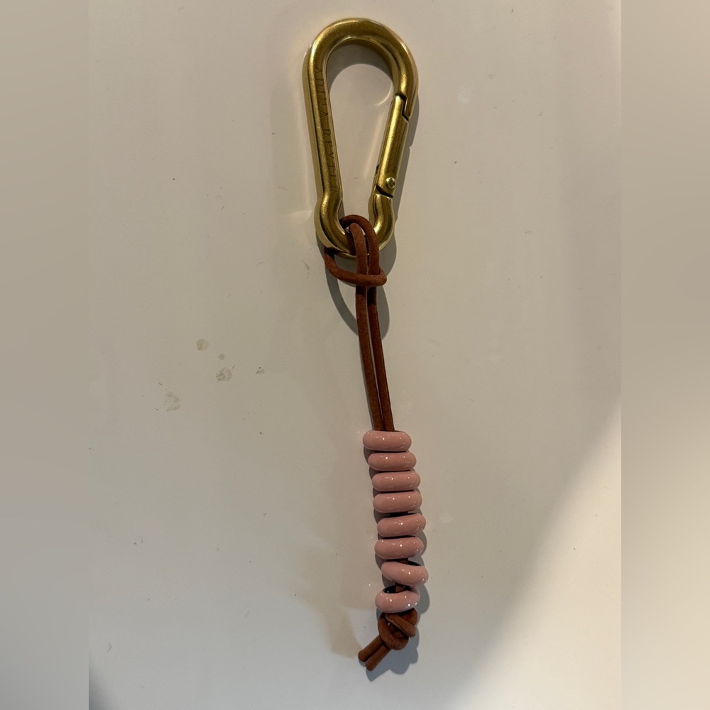 Adina Reyter Gold Carabiner with Pink Beaded Keychain